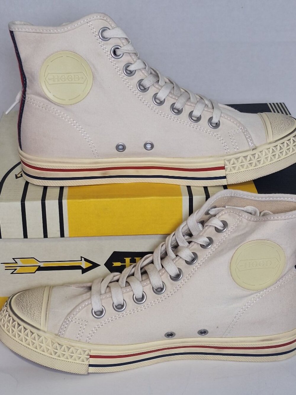 NIB Hood 1967 Rocket High Cut Men's 10 Vintage Natural Canvas High Top Sneakers